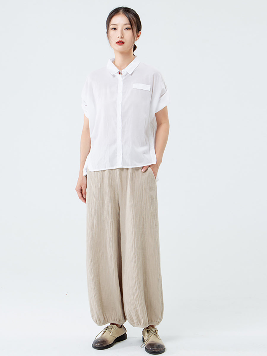 Pantaloni tascabili in cotone e lino