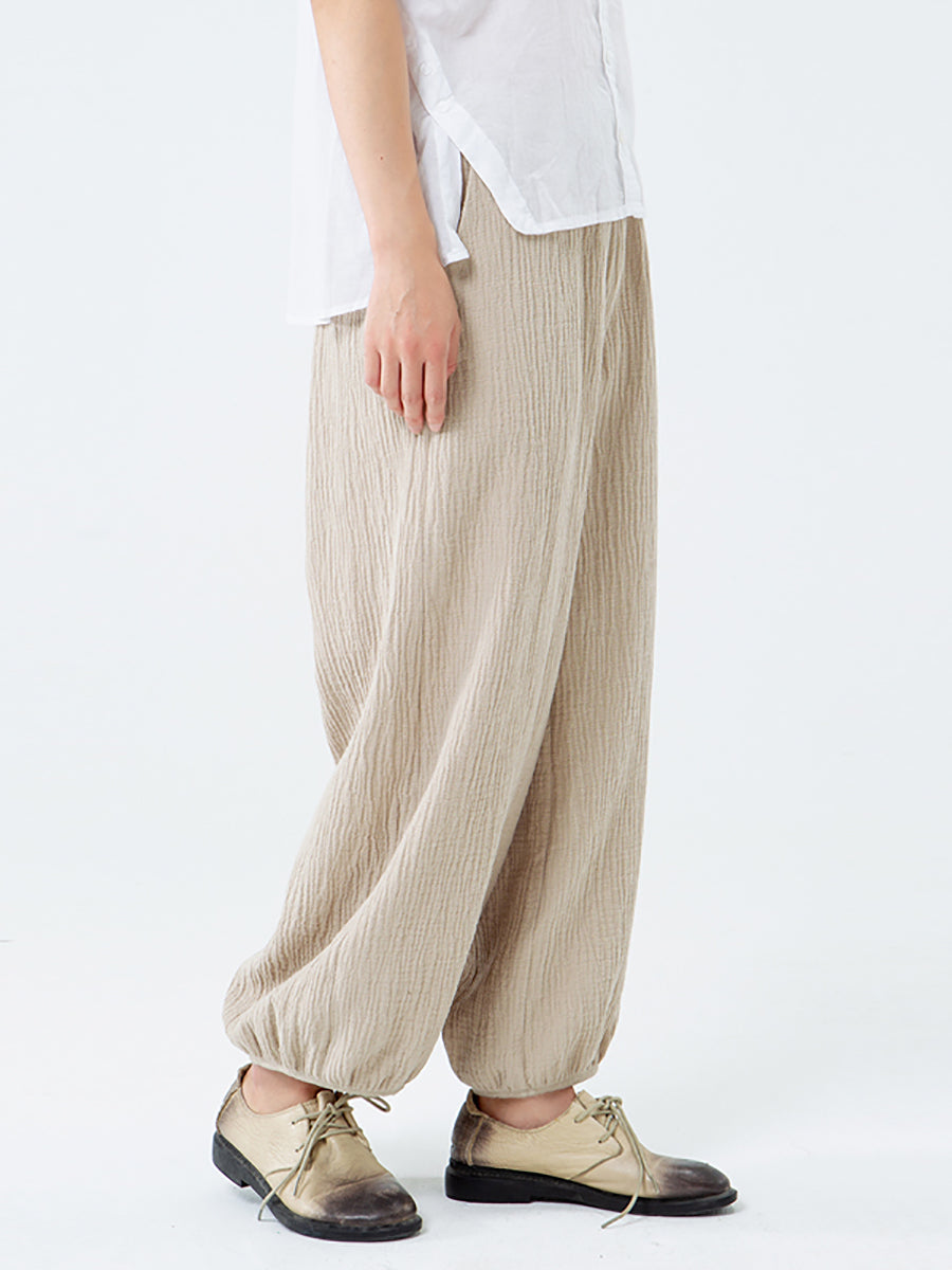 Pantaloni tascabili in cotone e lino