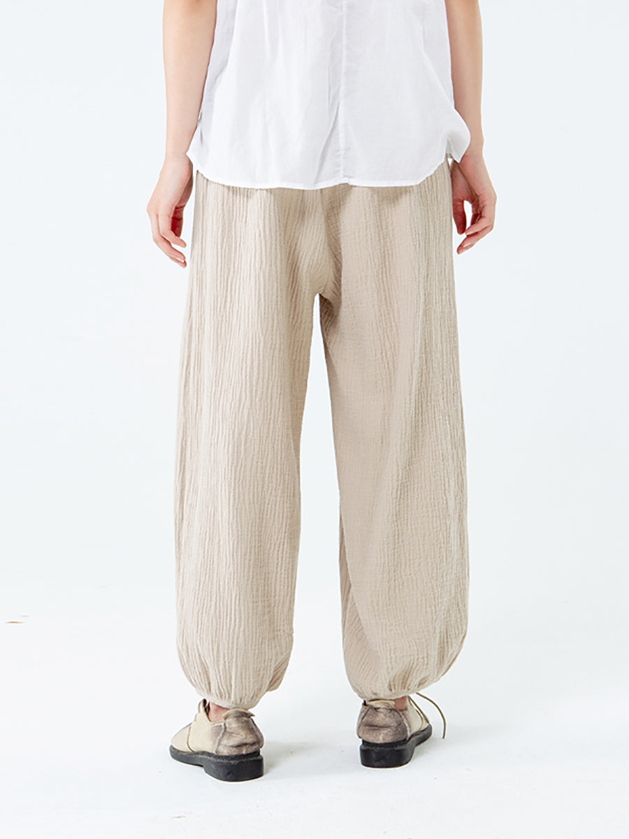 Pantaloni tascabili in cotone e lino