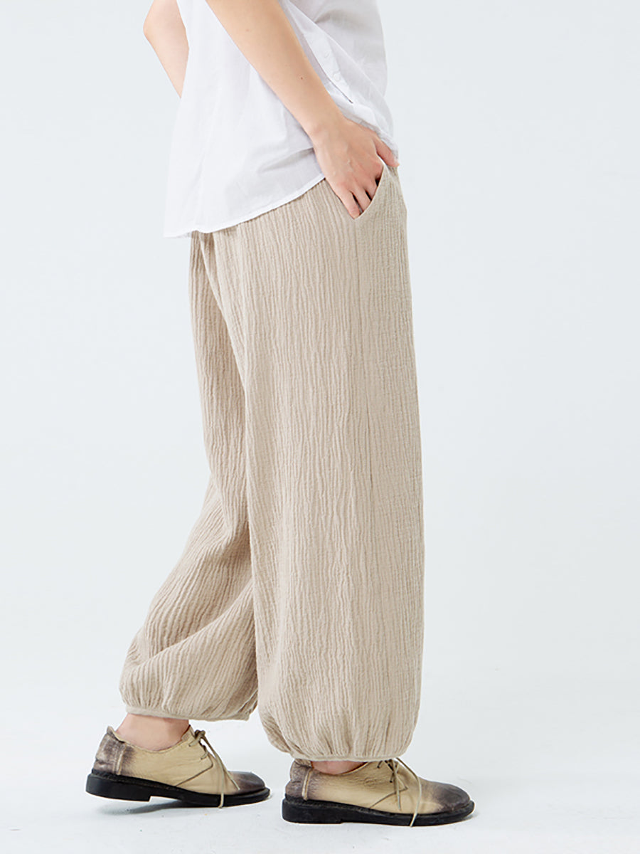 Pantaloni tascabili in cotone e lino