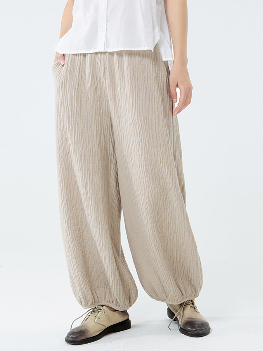 Pantaloni tascabili in cotone e lino