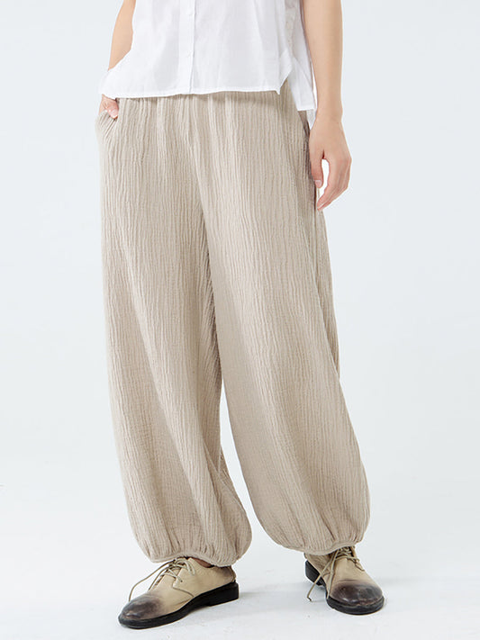 Pantaloni tascabili in cotone e lino