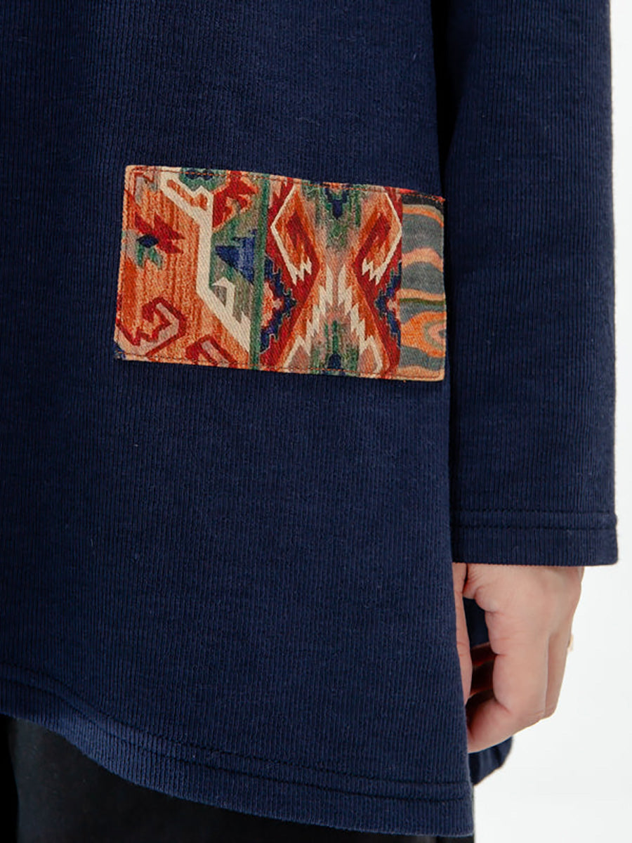 T-shirt à manches longues patchwork pour femme