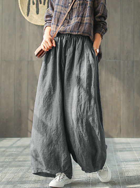 Pantaloni a gamba larga casual primaverili da donna