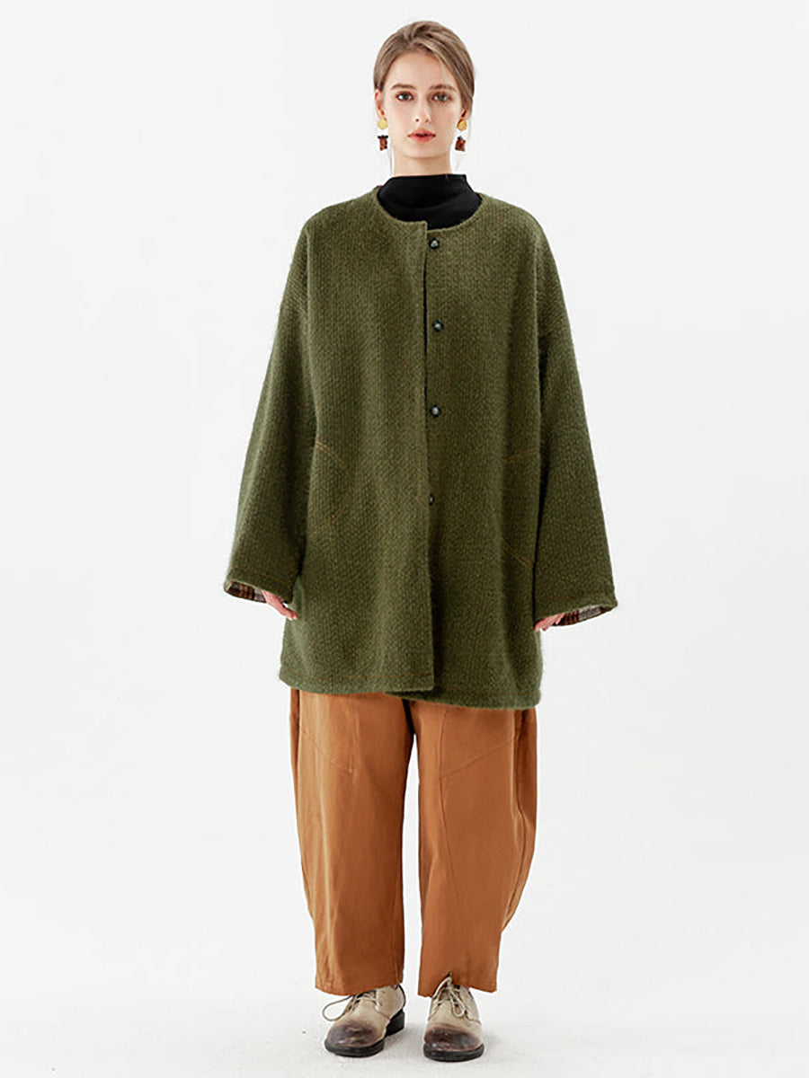 Women Pocket Breasted Casual Long Sleeve Coat