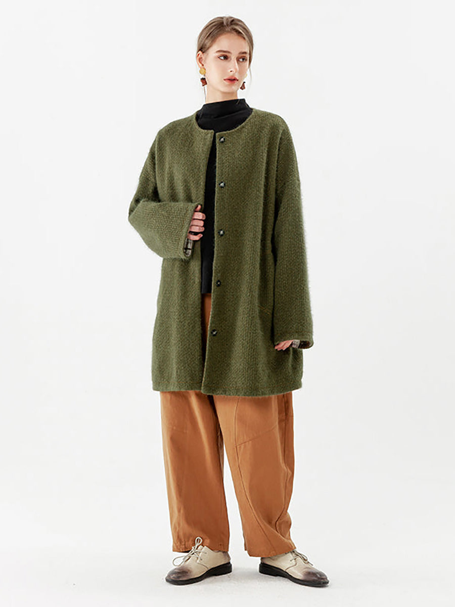 Women Pocket Breasted Casual Long Sleeve Coat