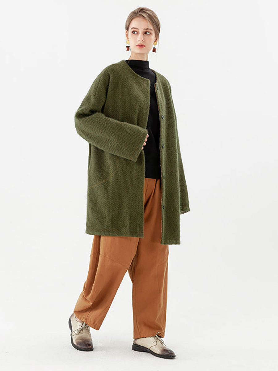 Women Pocket Breasted Casual Long Sleeve Coat