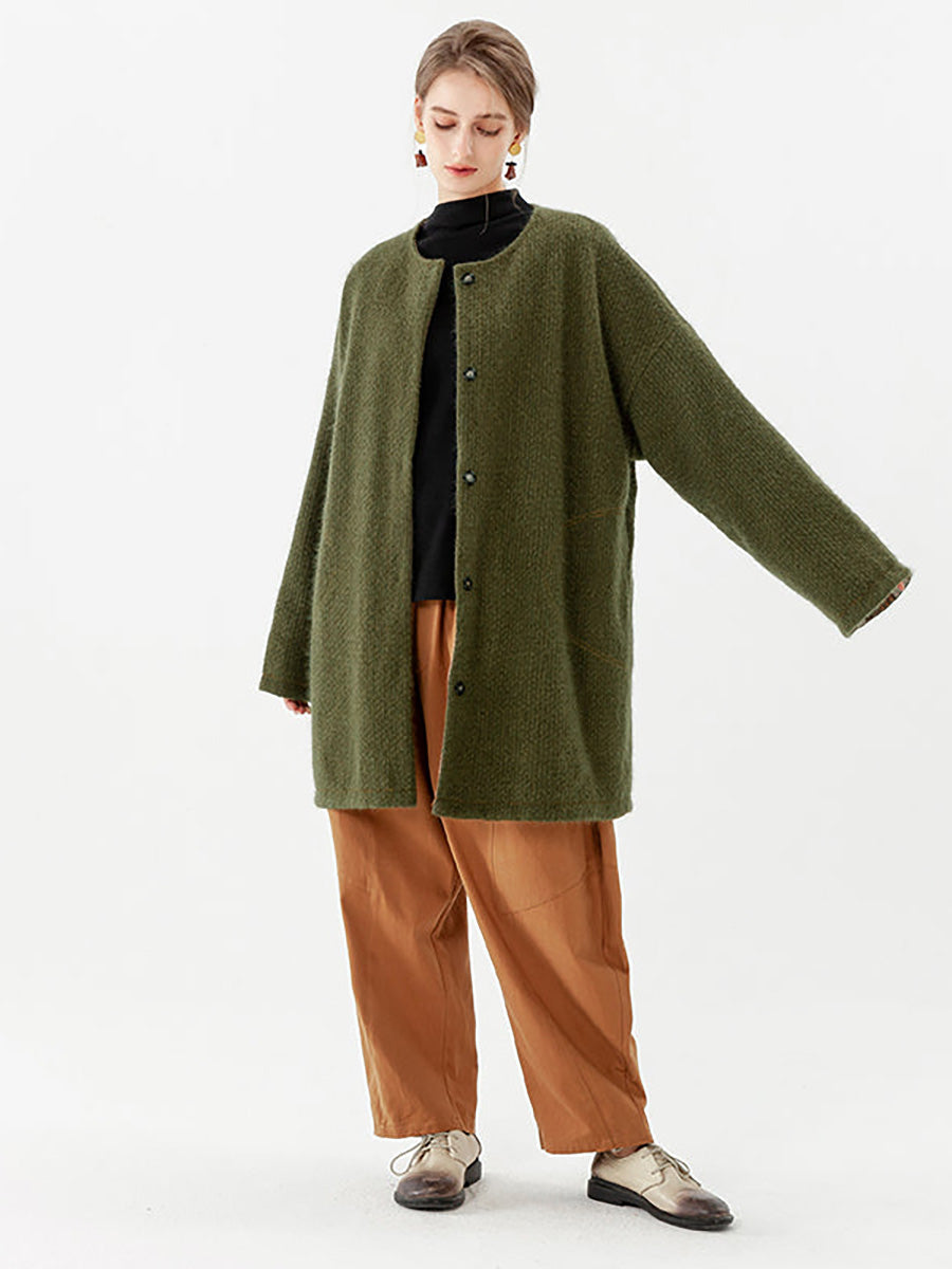 Women Pocket Breasted Casual Long Sleeve Coat