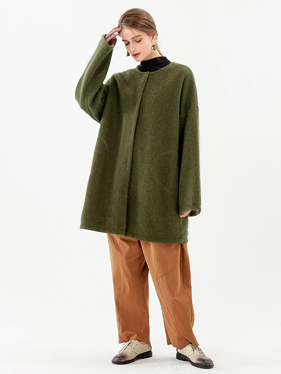 Women Pocket Breasted Casual Long Sleeve Coat