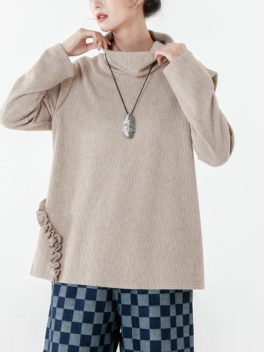 Pull tricoté à manches longues de couleur unie pour femme