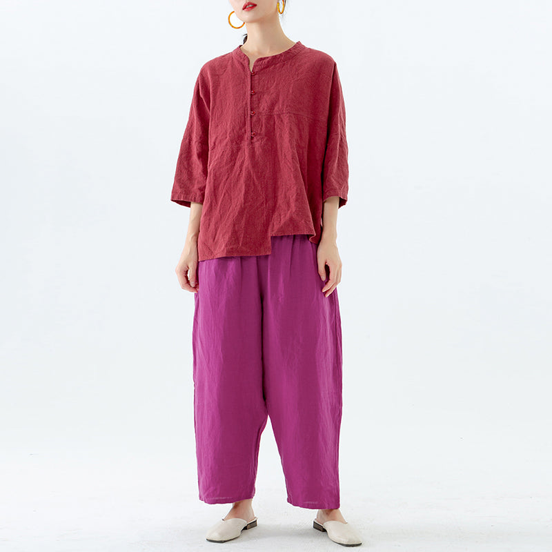 Summer Solid Linen Harem Pants