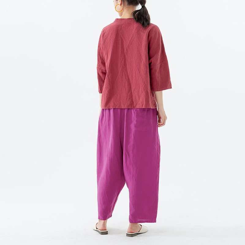 Summer Solid Linen Harem Pants