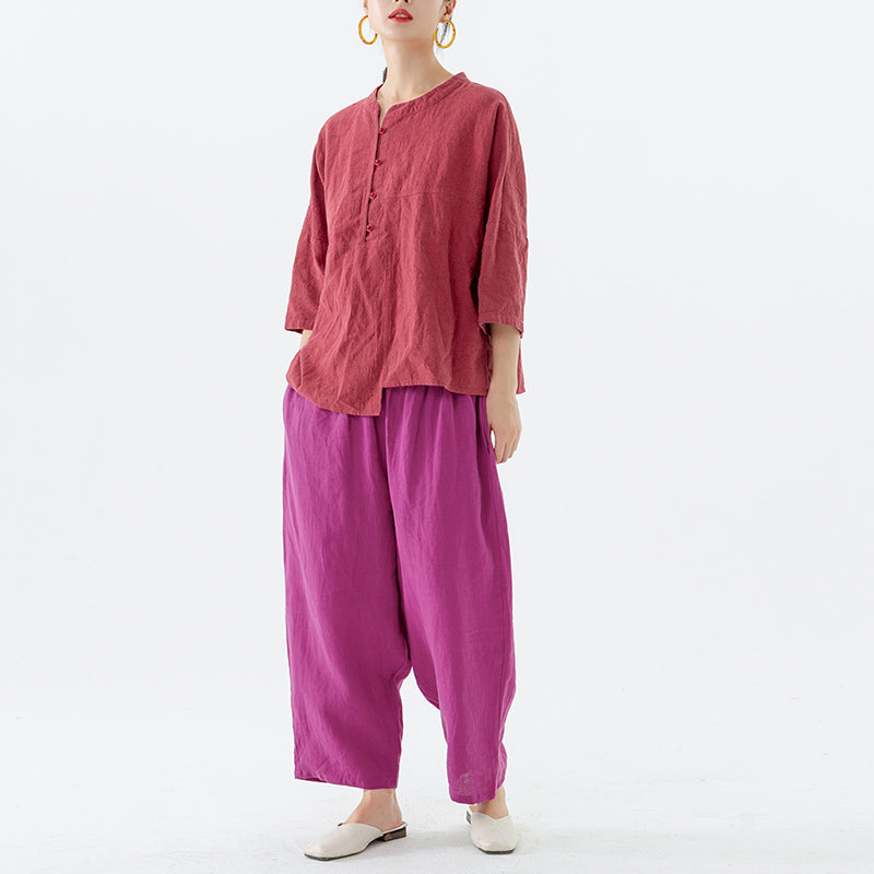 Summer Solid Linen Harem Pants