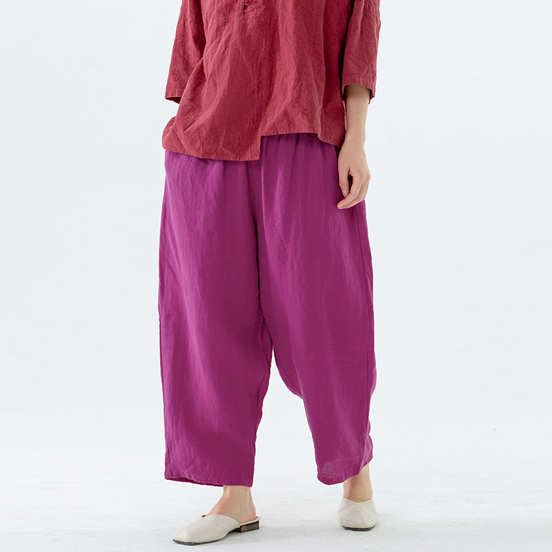 Summer Solid Linen Harem Pants