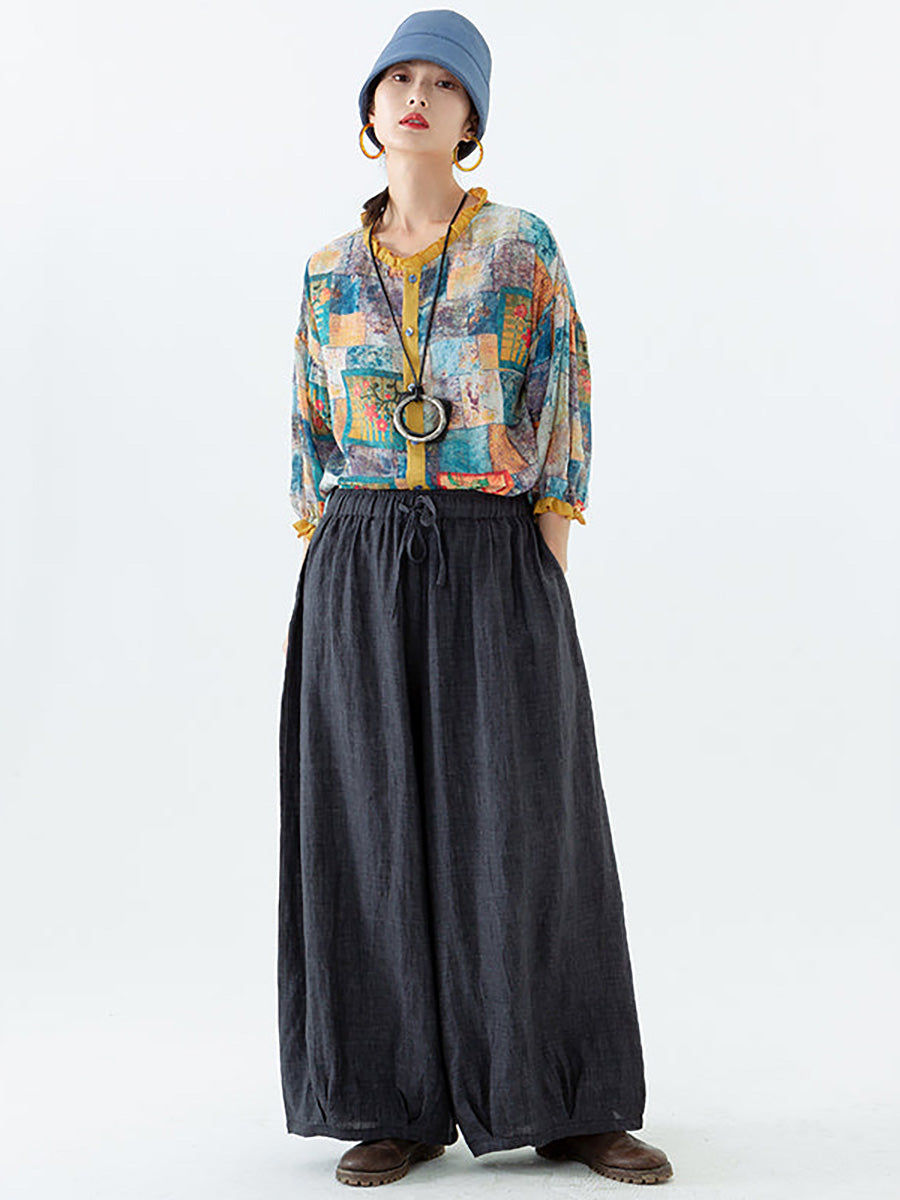Pantalon large décontracté pour femme à jambes larges