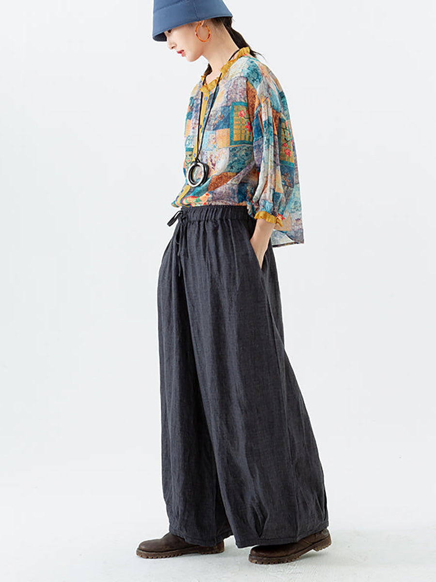 Pantalon large décontracté pour femme à jambes larges
