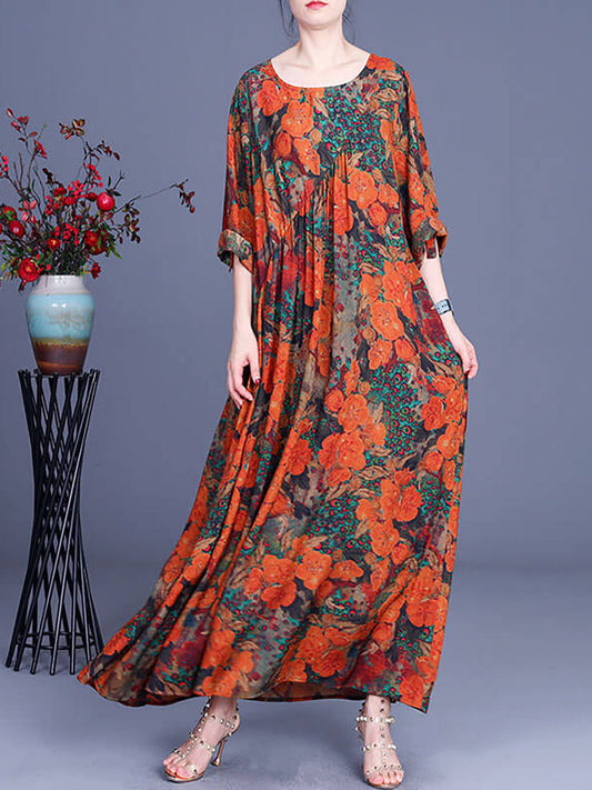 Robe longue décontractée à imprimé floral pour femme, style vintage, irrégulière