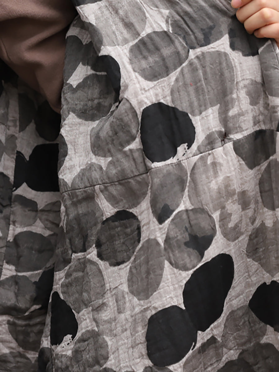 Manteau ample à capuche à pois rétro
