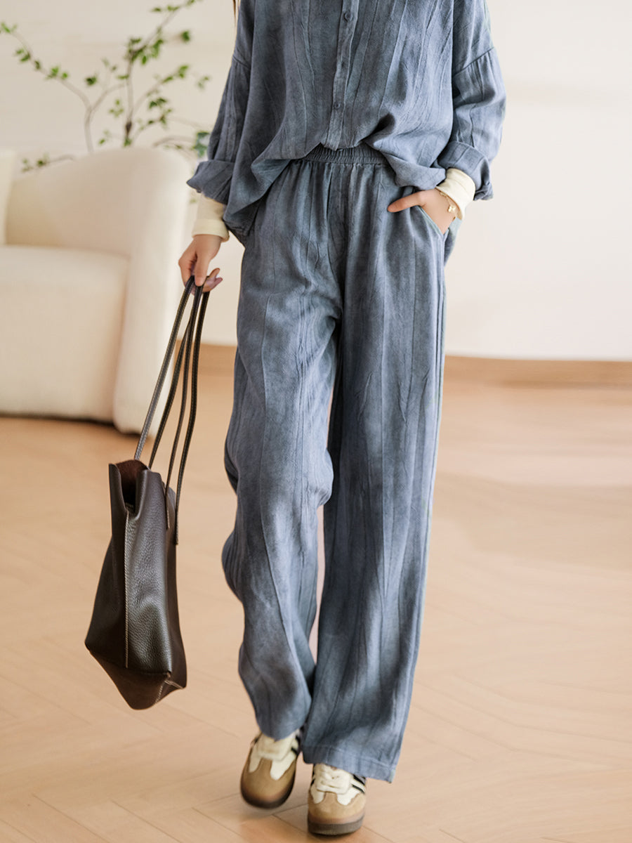 Pantaloni larghi in lino e cotone primaverili vintage da donna