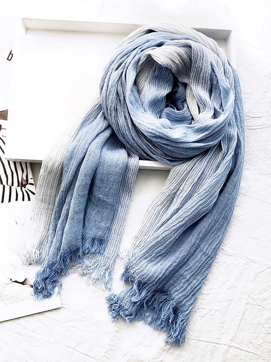 Sciarpa morbida in cotone con nappe a righe artistiche primaverili