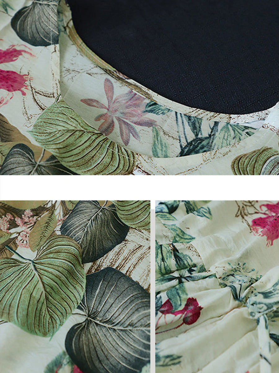 Vestito estivo casual senza maniche in cotone con stampa floreale