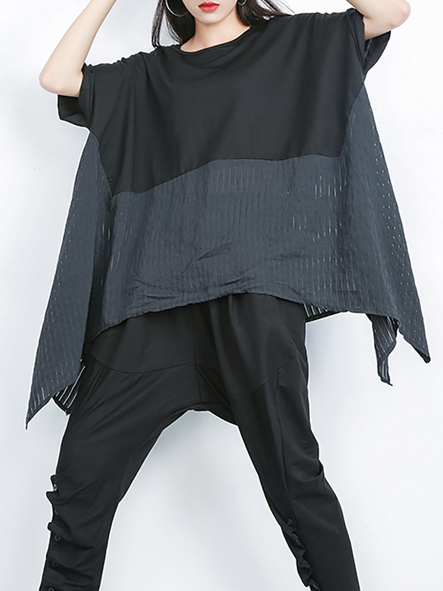 Maglietta casual irregolare patchwork estiva