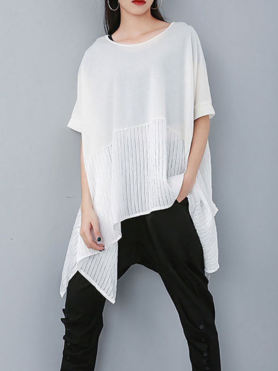 Maglietta casual irregolare patchwork estiva