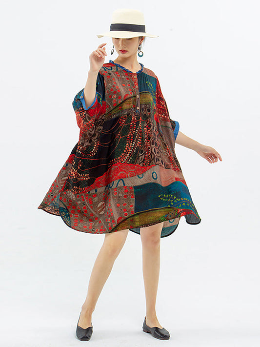Vintage Women MidLength Floral Shirt Dress