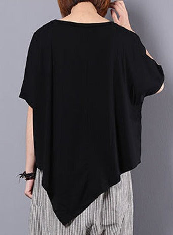 T-shirt ample irrégulier en coton pour femme