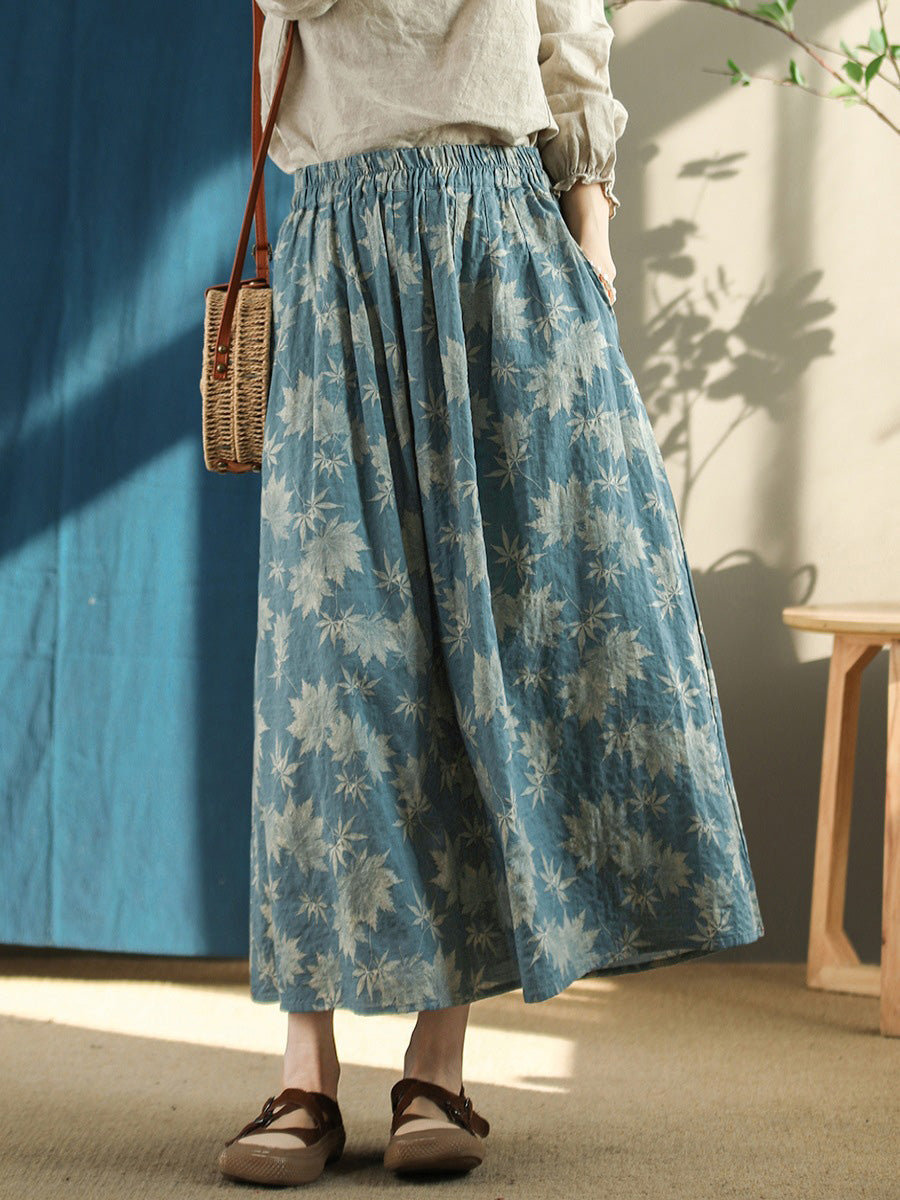 Gonna estiva ampia con elastico in vita vintage floreale