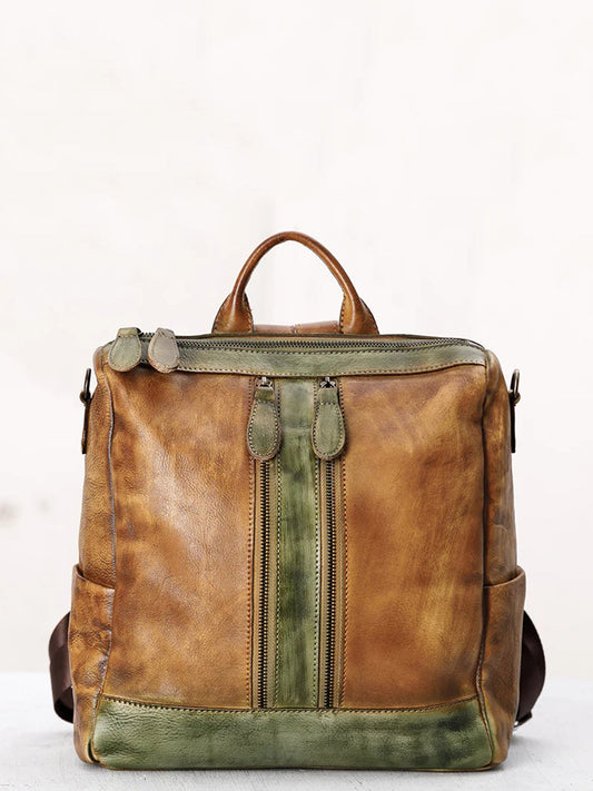 Zaino in pelle coordinato con i colori da viaggio casual