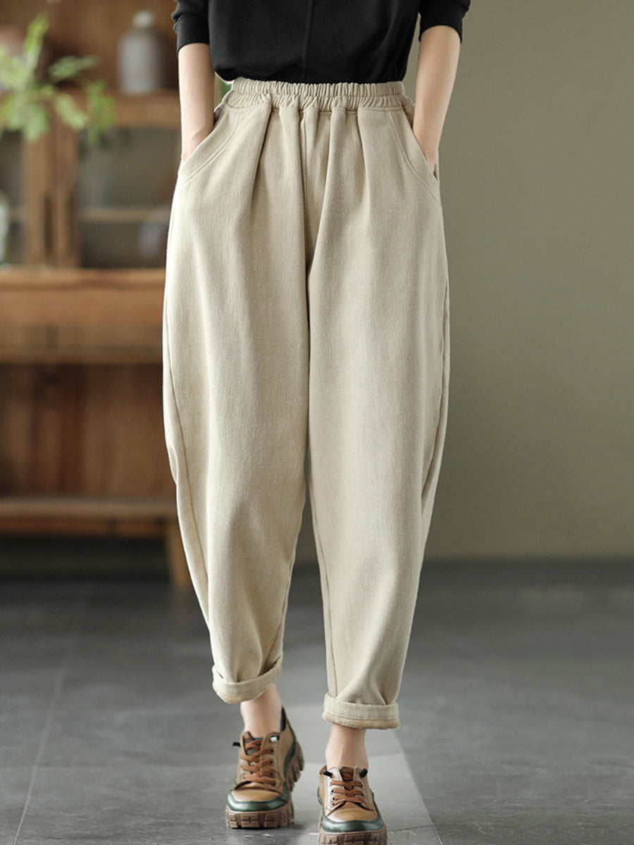 Pantaloni harem da donna autunnali spessi e colorati