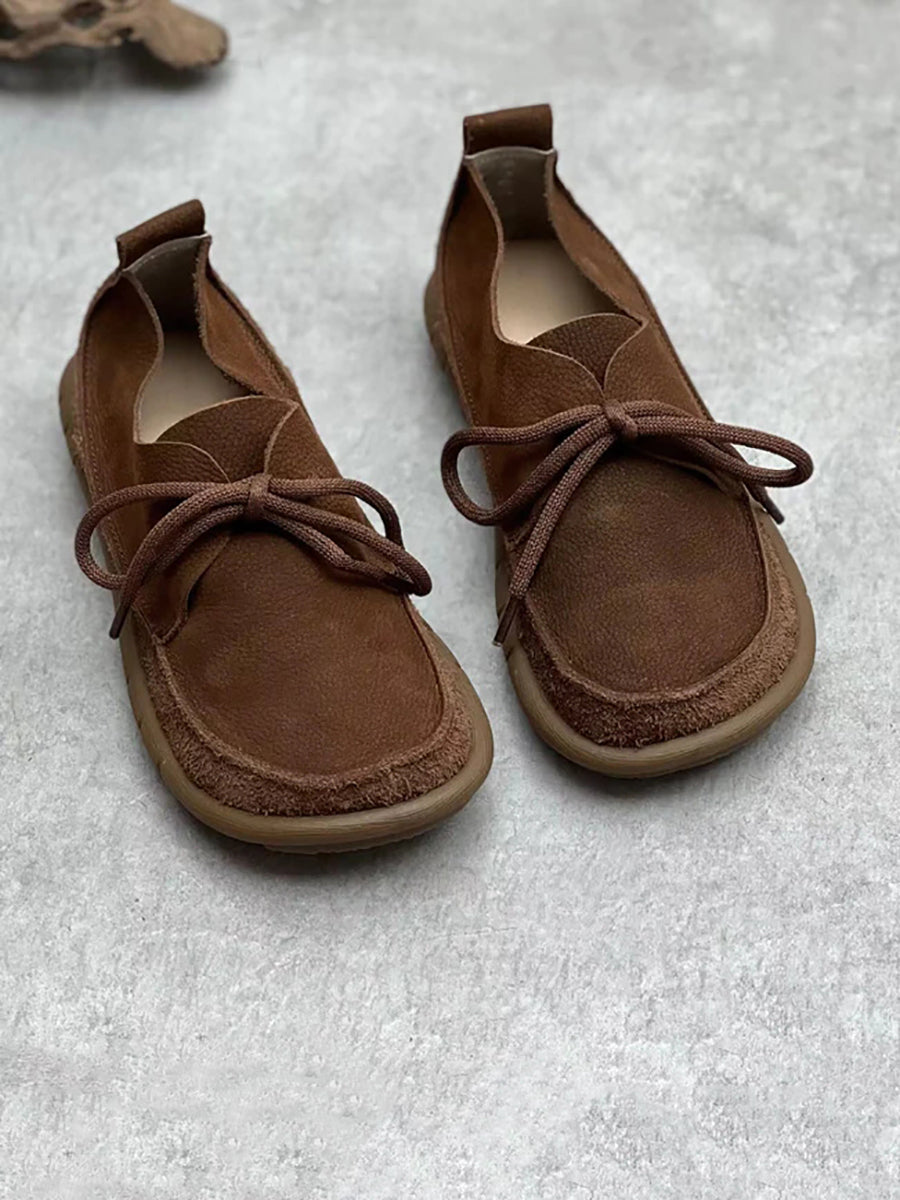 Scarpe morbide e solide con coulisse in pelle usurata