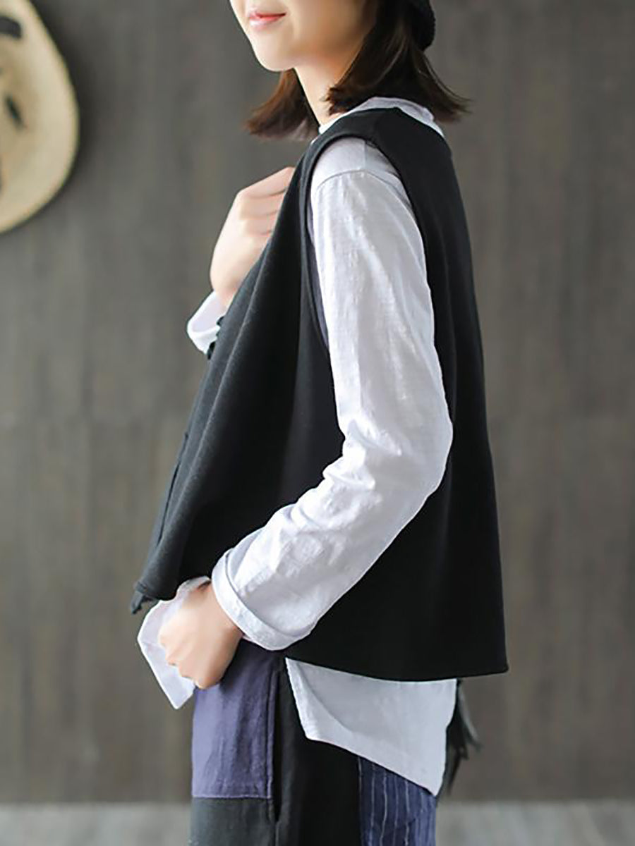 Maglietta a maniche lunghe in cotone e gilet largo