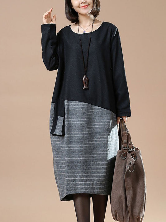 Abito casual da donna in lana, ampio, autunnale