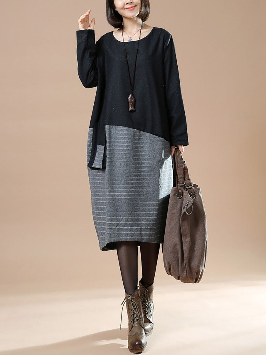 Women Casual Woolen Loose Autumn Dress