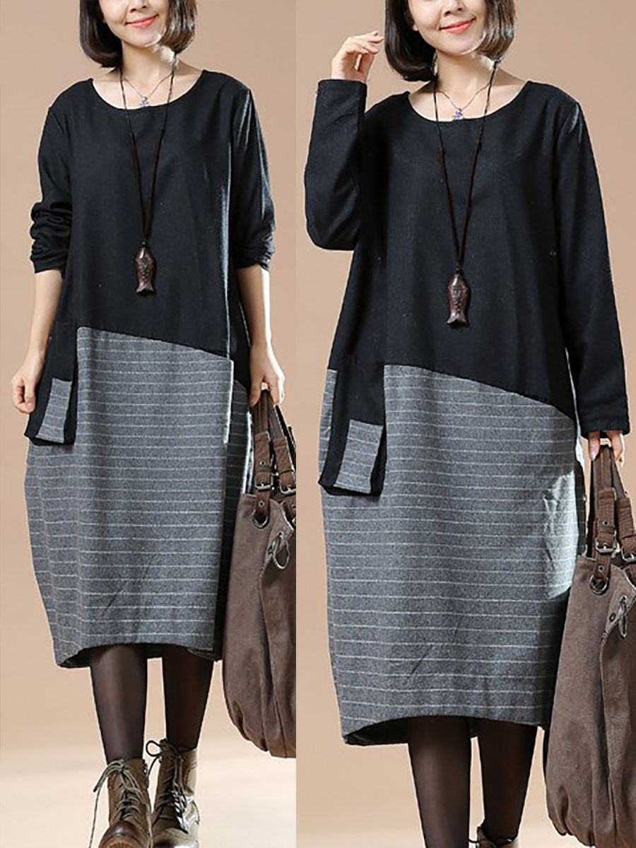 Women Casual Woolen Loose Autumn Dress