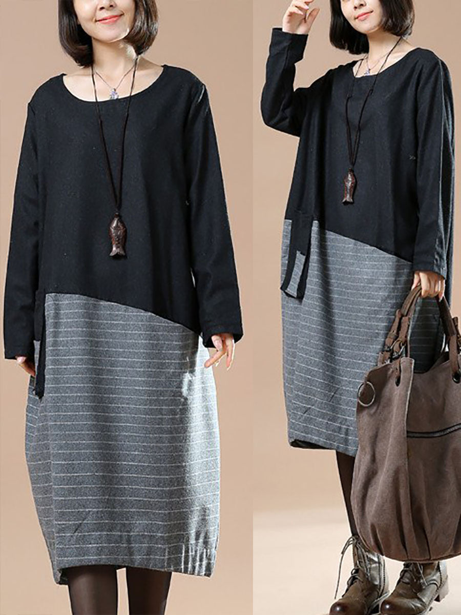 Women Casual Woolen Loose Autumn Dress