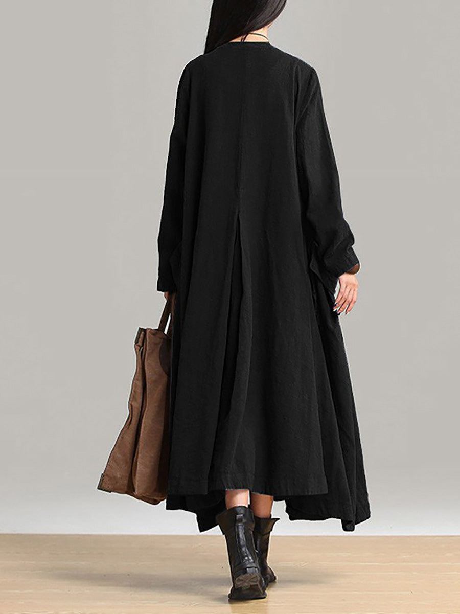 Manteau long et ample en coton ramie pour femme