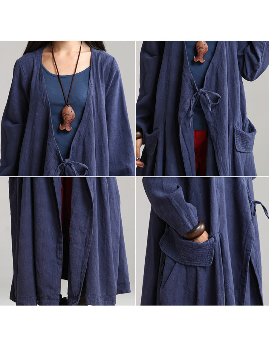Manteau long et ample en coton ramie pour femme
