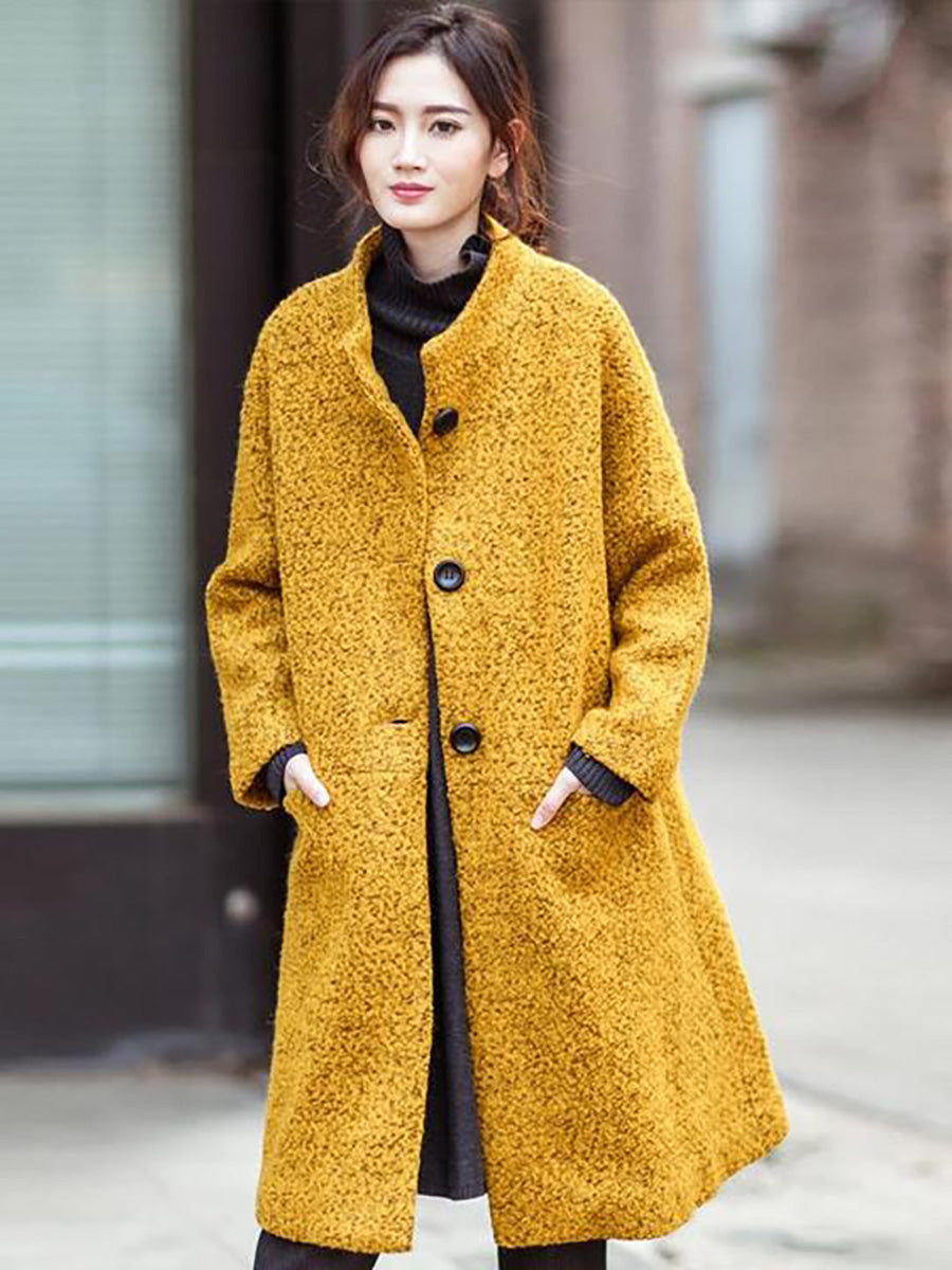 Manteau d'hiver en laine ample et décontracté pour femme