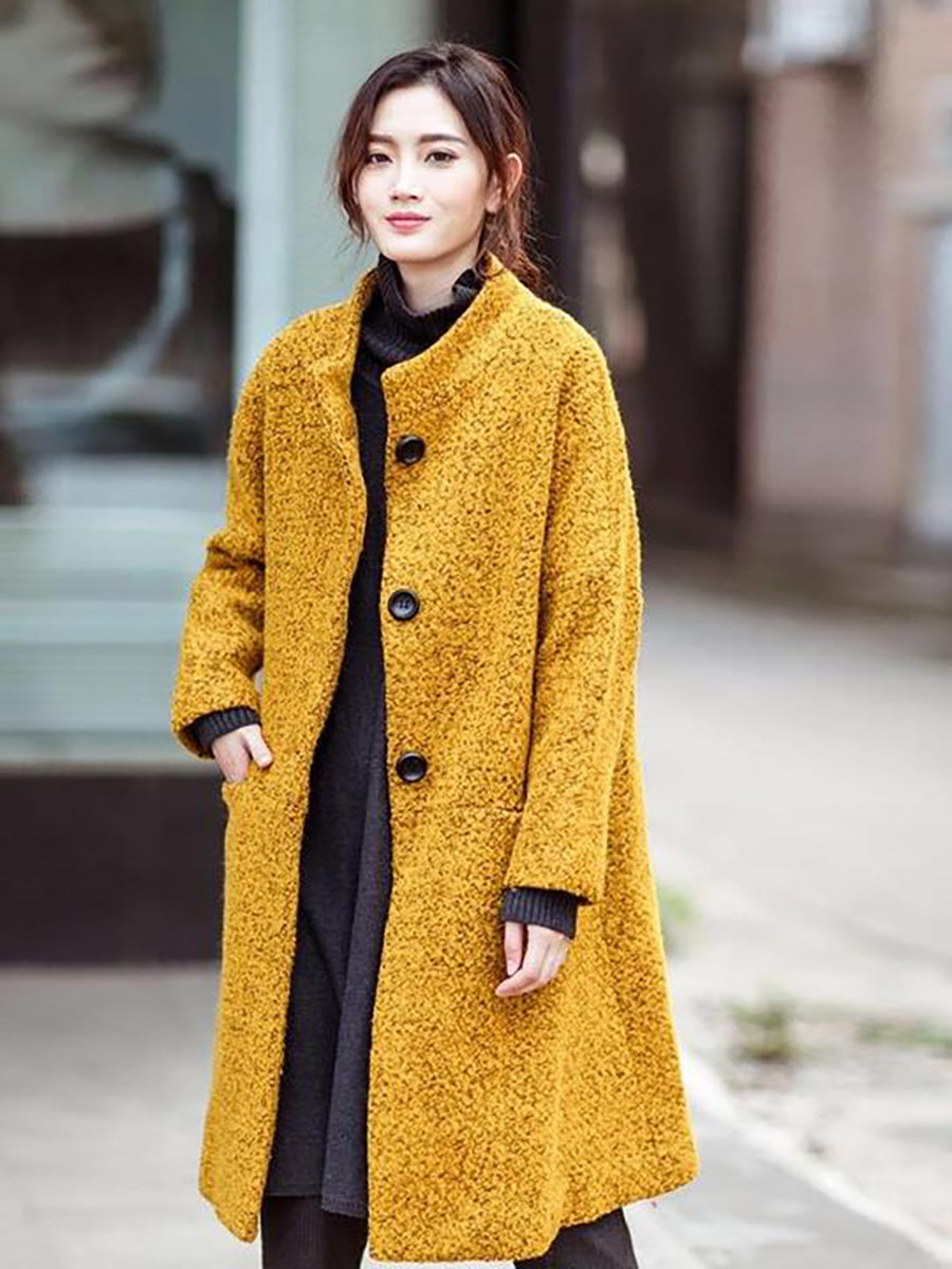 Manteau d'hiver en laine ample et décontracté pour femme