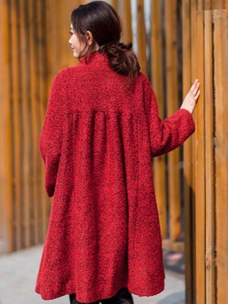 Manteau d'hiver en laine ample et décontracté pour femme