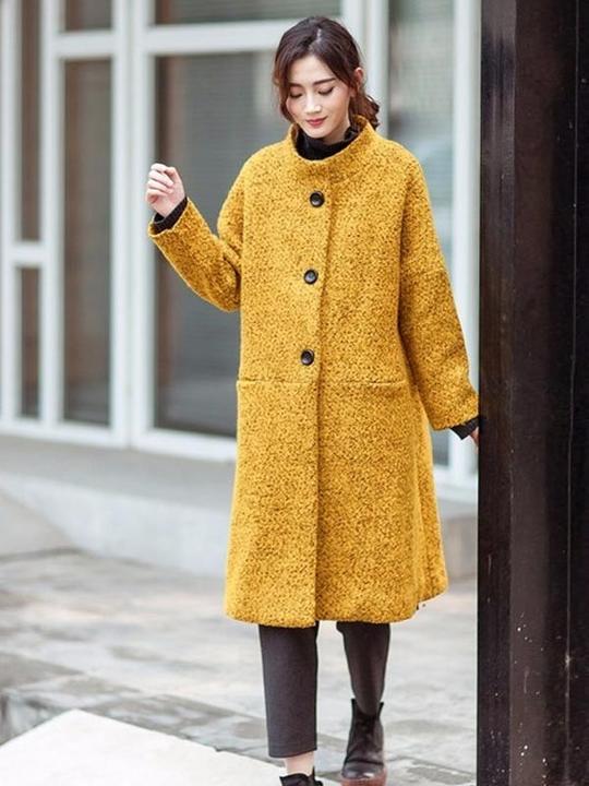 Manteau d'hiver en laine ample et décontracté pour femme