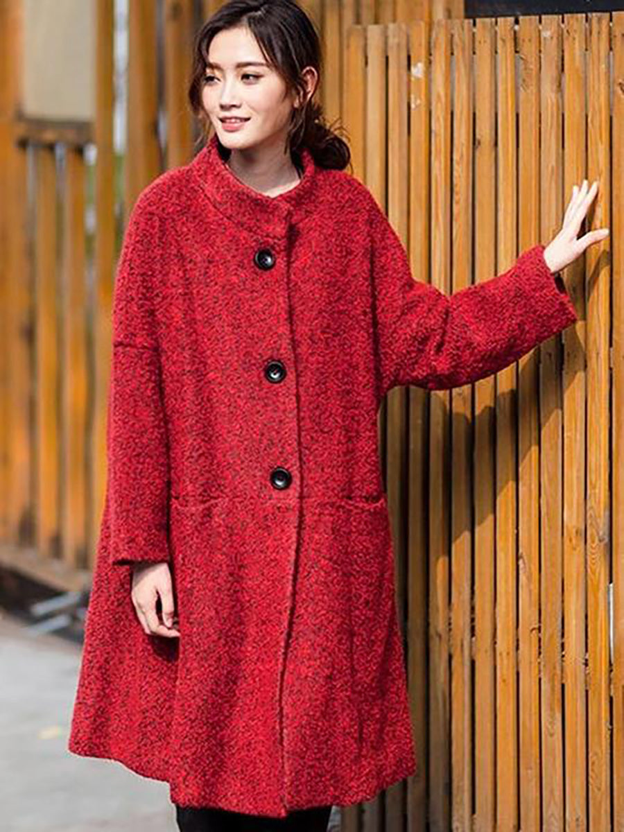 Manteau d'hiver en laine ample et décontracté pour femme