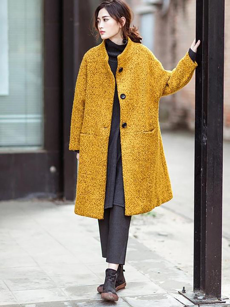 Manteau d'hiver en laine ample et décontracté pour femme