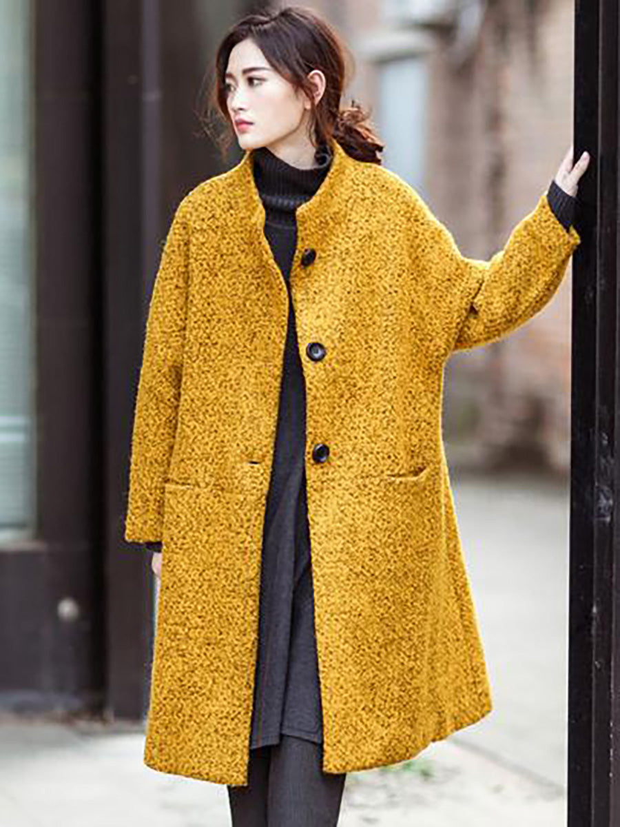 Manteau d'hiver en laine ample et décontracté pour femme